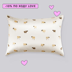 Наволочка 50х70 из натурального шёлка, принт овечки